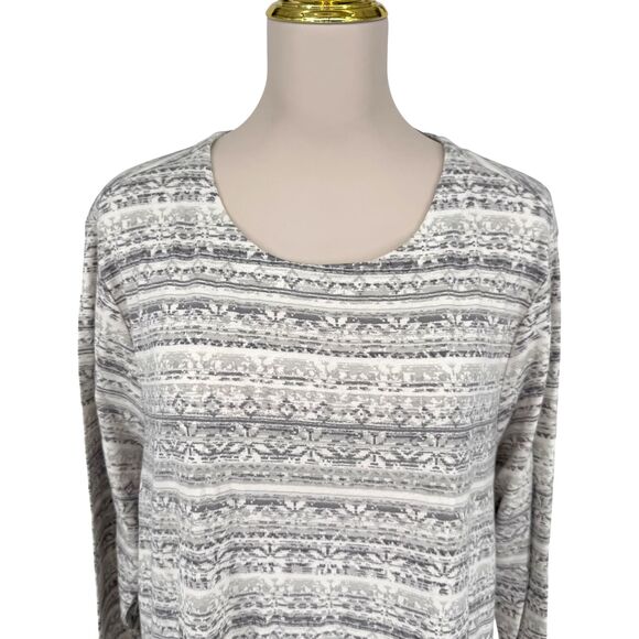NWT J. Jill Pima Crew Neck Long Sleeve Tee 3x Snowflake Holiday Winter Cotton - Picture 4 of 14